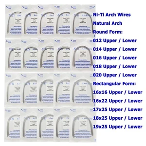 Alambres de arco de ortodoncia elásticos Niti redondos rectangulares naturales 12 14 20 1616 1725 - Imagen 1 de 44