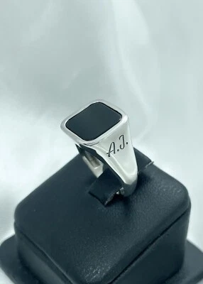 Anello chevalier con pietra onice in argento 925 - Immagine 1 di 4