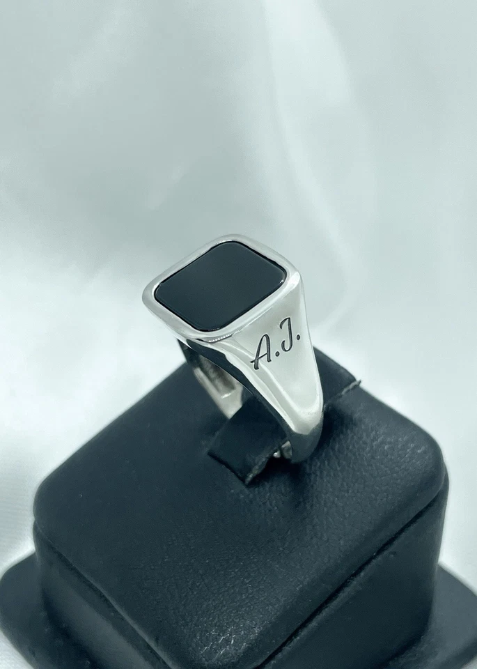 Anello chevalier con pietra onice in argento 925 - Immagine 1 di 4
