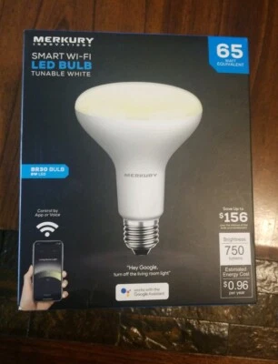 MERKURY INNOVATIONS - SMART WIFI LED BULB TUNABLE WHITE 65W, 750 Lumens (BR30) - Image 1 of 4