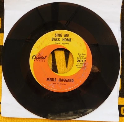 Merle Haggard 45 RPM Record-Sing Me Back Home - Image 1 of 2