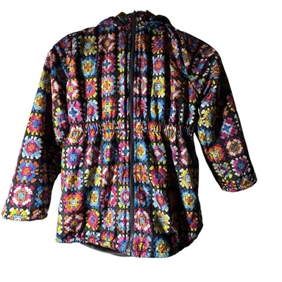 Abrigo Penelope Mack Talla 12 Rosa Vellón Forrado de Felpa Con Capucha Cremallera Completa Caleidoscopio Foto 1 de 4