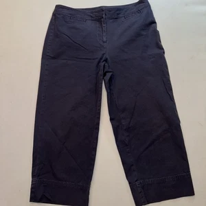 J. Jill Damen kurze Chinohose Größe 8 marineblau Stretch Baumwolle hoher Bund gerades Bein - Bild 1 von 11