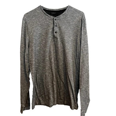 Camisa de manga larga Marc Anthony Henley para hombre gris blanco jaspeado talla XL Foto 1 de 4