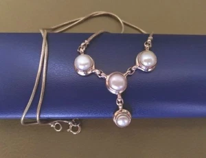 Vintage SILBER 925 echte Perlen-  Kette, mit Geschenk- Etui, Sterlingsilber  - Bild 1 von 11