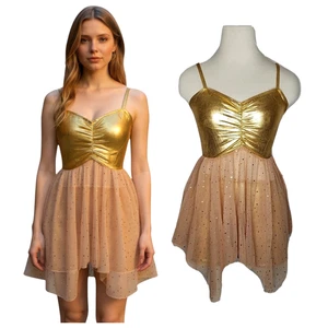 Lot of 4 How A Heart Breaks GOLD 4-Adult Medium Dance Costume Bra Top/Hot Shorts - Picture 1 of 9