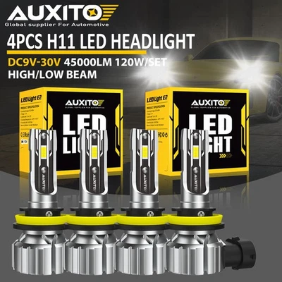 4X H11 H8 LED Headlight Kit Hi/Low Beam Bulb Super Bright 6500K White 360000LM - Image 1 of 4