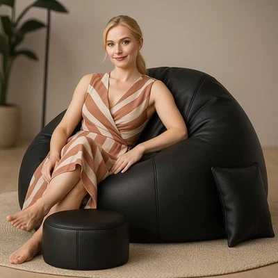 Sitzsack Stuhl Sofa und Fußstützenbezug ohne Bohnen Kunstleder XXXL als Geschenk - Bild 1 von 4