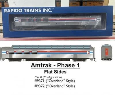 Rapido 175012 Amtrak Phase 1 ~ 3/4 Dome Lounge Flat Sides #9372 "Overland" HO - Image 1 of 4