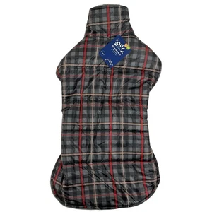 Youly Size L/XL (17”-24”) Plaid Puffy Vest Reversible Fleece Dog Jacket NWT - Picture 1 of 6