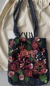 Zara SMALL EMBROIDERED BEADED BAG - Picture 1 of 3
