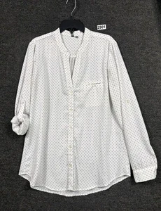 Kut From the Kloth Button Up Shirt Womens Size S White Polka Dot Roll Tab Sleeve - Picture 1 of 5