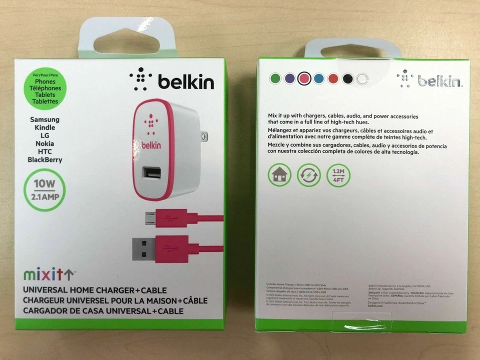 Belkin MIXIT 10W 2.1AMP Home charger + 4FT Micro USB Cable Pink - Image 1 of 1