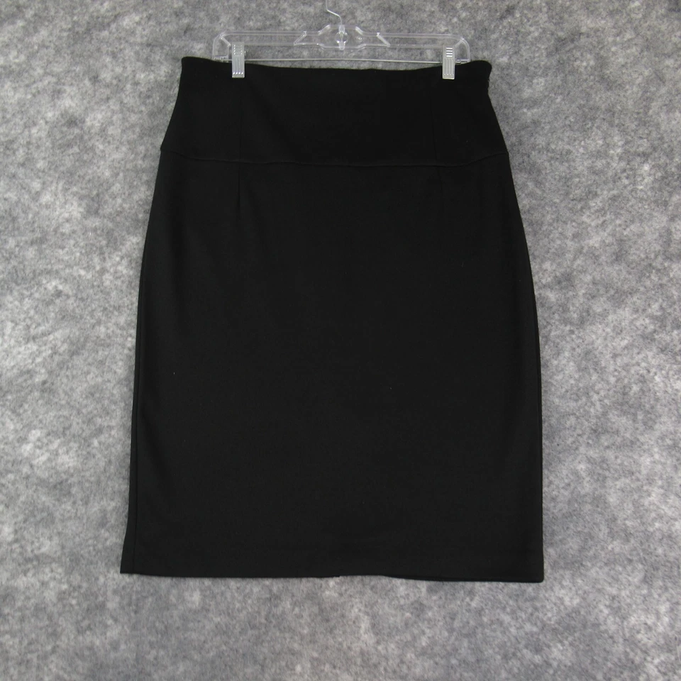 Kenneth Cole Reaction Skirt Women 12 Black Solid Side Zip Back Kick Pleat Career - Image 1 of 4