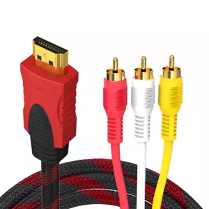 HDMI to 3RCA Audio Video AV Cable Cord High Definition Adapter Male M-M - 1.5 m - Picture 1 of 6