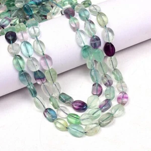 Perline ovali multicolore Flourite liscia 9x11 mm per creazione gioielli perline artigianali - Foto 1 di 7