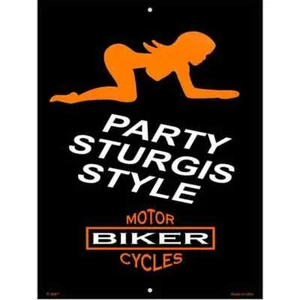 Party Sturgis Style Metal Parking Sign 4.5"x 6" Home Wall Door Garage Novelty - Picture 1 of 1