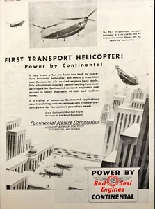 1945 Continental Motors First Transport Helicopter Engines Muskegon MI Print Ad - Picture 1 of 6