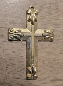 Vintage Faith & Grace Fleur Cross Crucifix 2.25" Ornate Silver Tone Pendant - Picture 1 of 3