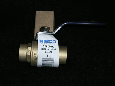 Nibco SFP600A Full Port Brass Ball Valve Solder Ends 1 Inch.  NEW! - Image 1 of 3