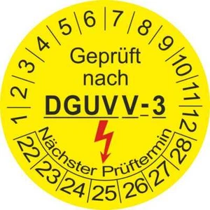Prüfplaketten Geprüft alt BGV A3 jetzt NEU DGUV V 3 Ø:20mm1000 Stück 5061-22 - Bild 1 von 1
