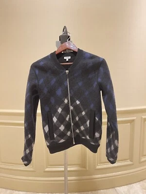 Chaqueta Bomber Kenzo Lana Rara “FIRE” Argyle Talla Pequeña Mujer. Negro con azul blanco. Foto 1 de 4