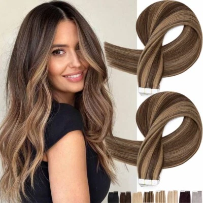 60 Stück Tape In Remy Echthaar Human Hair Extensions Haarverlängerung Dick Blond - Bild 1 von 4