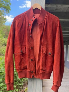Vintage Bally Italy Burnt Orange Suede Leather Reversible Bomber Jacket 38 - Picture 1 of 19