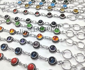 Opalite,Garnet & Mix Gemstone 925 Sterling Silver Plated Women's Bracelet Lot - Picture 1 of 4