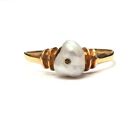 Vintage 14ct Yellow Gold Pearl Ring, Size O 1/2, 1.4 Grams, *FREE RESIZING