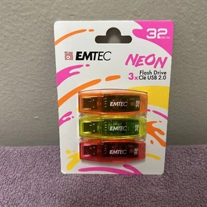 EMTEC USB 2.0 NEON 32GB 3PK - Picture 1 of 2