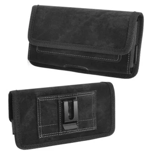 For LG Q6A Dual Slots Leather Pouch Belt Clip Holster Phone Case Cover-Denim - Picture 1 of 6