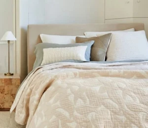 West Elm Dreamy Gauze Cotton Iris Quilt Full/Queen Sand Washed - Picture 1 of 6