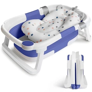 Baby Badewanne Faltbare Babybadewanne mit Stützkissen Sitzmatte Rutschfest C516 - Bild 1 von 7