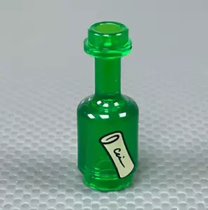 LEGO Minifigure Bottiglia con Carta Tan Note Messaggio in Bottiglia Verde Trans - Foto 1 di 5