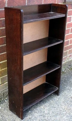 Art Deco antique solid oak Herbert Gibbs open library bookcase book shelf - Image 1 of 4