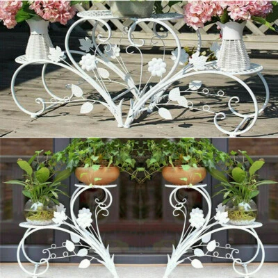 2 Комплект белый шикарный европейский 4 горшок растение стойка цветок сердце полки в/на открытом воздухе - Изображение 1 из 4