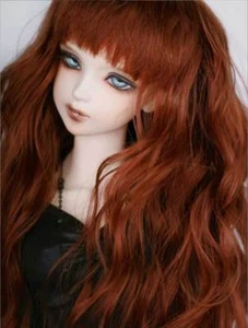 Peluca marrón ligera rizada larga de 8-9" 1/3 BJD muñeca LUTS SD DZ DOD MSD cabello L - Imagen 1 de 3