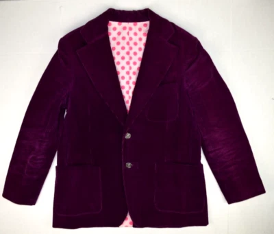 Vintage Corduroy Sport Coat Blazer 40-41 R 70s Purple Wide Lapel Mod Grunge - Image 1 of 4