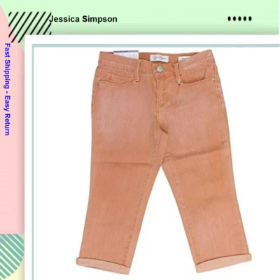 Jessica Simpson Girls Rolled Crop Skinny Jean, Canyon Pink, Size 14 - Image 1 of 3