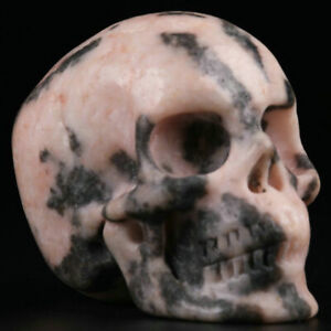 2.0" Różowa zebra Jaspis Rzeźbiona kryształowa czaszka, realistyczna, kryształowe uzdrawianie