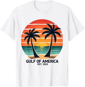 Retro Gulf Of USA America Est 2025 American Flag T-Shirt - Picture 1 of 5