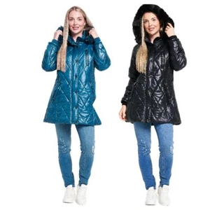 Chaqueta de invierno con capucha repelente al agua para damas Abrigo de exterior acolchado de longitud media Talla - Imagen 1 de 19