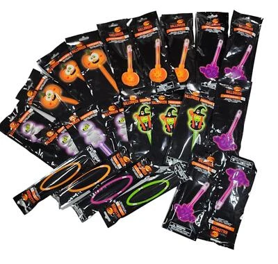 Lote de 22 piezas de collar calabaza murciélago bruja momia varita resplandeciente de Halloween Foto 1 de 4