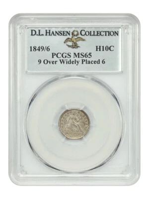 1849/6 H10C PCGS MS65 (9 Over Widely Placed 6) ex: D.L. Hansen - Image 1 of 4