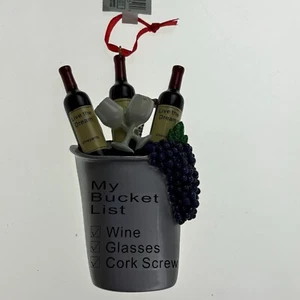 Kurt Adler Mi lista de cubos Botella de vino Copas Adorno Uvas Navidad Árbol Regalo - Imagen 1 de 3