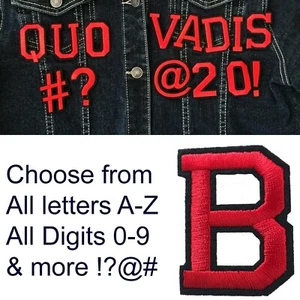 Red Alphabet iron on patch All Letter A-Z 0-9 iron-on patches any word or number - Picture 1 of 46
