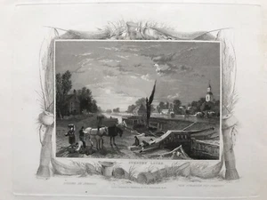 Estampado antiguo de 1834: cerraduras Sunbury, Surrey después de Tombleson - Imagen 1 de 2