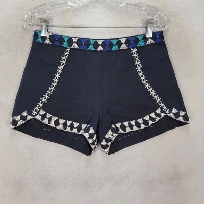 Free People Navy Cotton Linen Embroidered Cheeky Hot Pants Womens Shorts Size 0 - Image 1 of 4