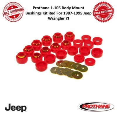Kit de bujes de montaje de carrocería Prothane 1-105 rojo para Jeep Wrangler YJ 1987-1995 Foto 1 de 4